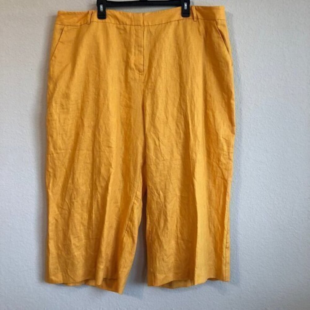 Worthington Pants Yellow Capri Wide Leg Cropped Trendy Summer Plus Size NWT